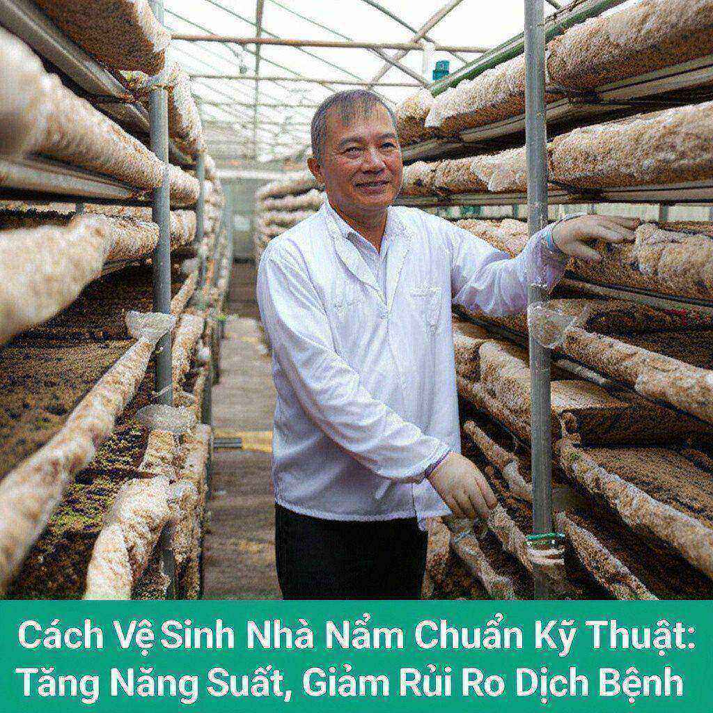 Hình minh họa cho bài viết: Cách Vệ Sinh Nhà Nấm Chuẩn Kỹ Thuật: Tăng Năng Suất, Giảm Rủi Ro Dịch Bệnh